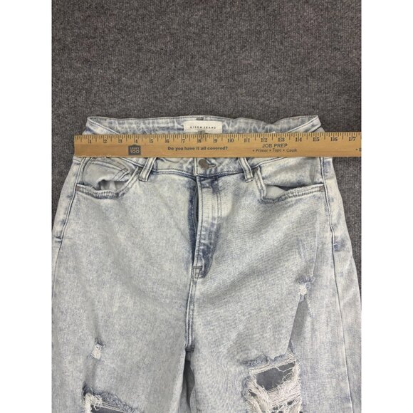 Risen Wide Leg Jeans Womens 13 Light Wash High Rise Distressed Raw Hem RDP5510 - Picture 3 of 9